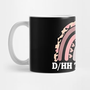 DHH Teacher Deaf and Hard of Hearing Leopard Rainbow ASL Mug